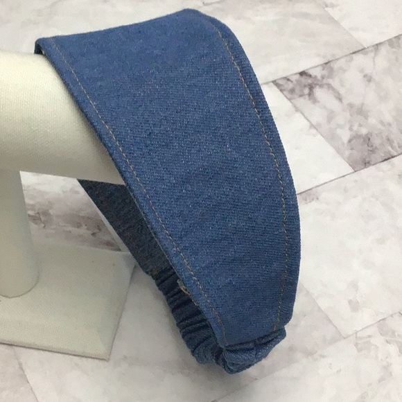 Denim reversible headband, patchwork jeans headband - Picture 8 of 9